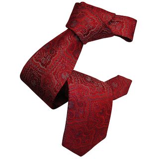 Dmitry Mens Red Patterned Italian Silk Tie