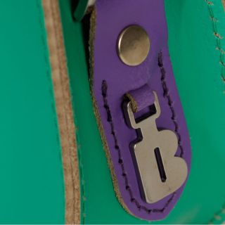 Brit Stitch Leather Two Tone Half Pint Shoulder Bag  Emerald Green/Purple      Womens Accessories