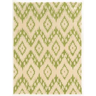 Trio Collection Ikat Ivory/ Green Area Rug (2 X 3)