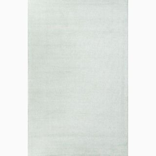 Handmade Solid Pattern Blue Wool/ Art Silk Rug (5 X 8)