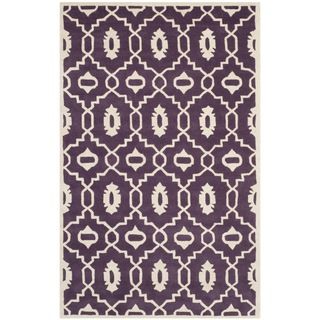 Safavieh Handmade Moroccan Chatham Purple/ Ivory Wool Rug (5 X 8)