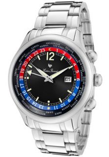 Lucien Piccard 2A 235  Watches,Mens World Pro Black Dial Stainless Steel, Luxury Lucien Piccard Quartz Watches