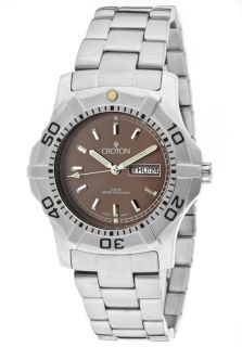 Croton CA301051SSGY  Watches,Mens Aquamatic Grey Dial Stainless Steel, Casual Croton Quartz Watches