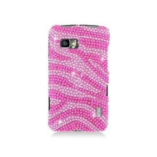 LG Mach LS860 Bling Gem Jeweled Jewel Crystal Diamond Pink Zebra Stripes Cover Case Cell Phones & Accessories