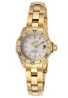 Invicta 8945  Watches,Womens Pro Diver White Dial 18K Gold Plated Stainless Steel, Casual Invicta Quartz Watches