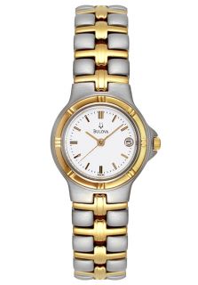 Bulova 98M36  Watches,Womens  Two Tone White Dial, Casual Bulova Quartz Watches