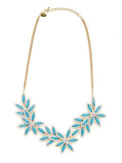 Blue Floral Bib Necklace by Cara Couture Jewelry