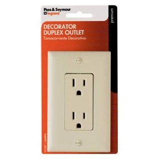 Pass & Seymour 885ICCC5WP Double Pole 3 Wire Grounding Decorator Duplex Receptacle, 125V, 15 Amp, Ivory