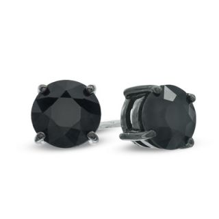 Mens Shaquille ONeal 6.0mm Black Sapphire Stud Earrings in Black