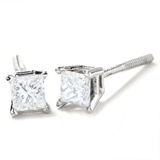 CTW. Princess Cut Diamond Solitaire Earrings in 14K White Gold