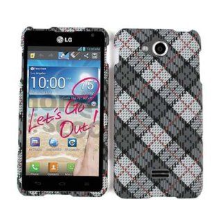 ACCESSORY MATTE COVER HARD CASE FOR LG SPIRIT MS 870 GRAY WHITE PLAID Cell Phones & Accessories