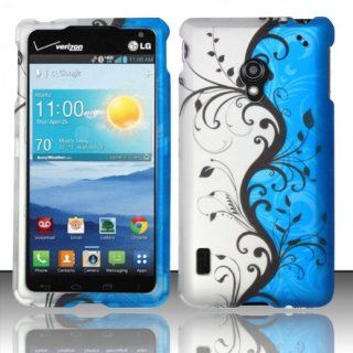 For LG Lucid 2 VS870 (Verizon) Rubberized Design Case   Blue Vines Cell Phones & Accessories