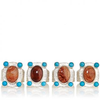 Jay King Caramel Opal and Turquoise Sterling Silver Ring