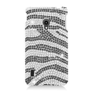 Eagle Cell PDLGVS870F370 RingBling Brilliant Diamond Case for LG Lucid 2 VS870   Retail Packaging   Black/Siver Zebra Cell Phones & Accessories