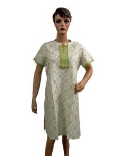 Designer Cotton Fancy Kurti / Top Printed Green Kurta Dress M Size
