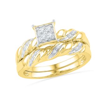 CT. T.W. Quad Diamond Twist Bridal Set in 10K Gold   Zales