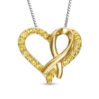 Hero Hearts Lab Created Yellow Sapphire Heart Shaped Pendant in