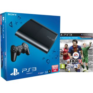 PS3 New Sony PlayStation 3 Slim Console (500 GB)   Black   Includes FIFA 13      Games Consoles