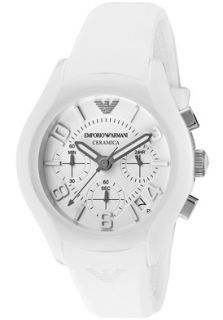 Emporio Armani AR1431  Watches,Womens Ceramica Chronograph White Dial White Silicone, Chronograph Emporio Armani Quartz Watches