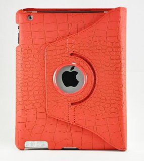 LiViTech(TM) Crocodile Alligator Premium Luxury Leather Design 360 Degrees Rotating Stand Cover for Apple iPad 2 (Red) Computers & Accessories