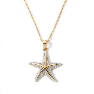 Technibond® 2 Tone Diamond Accent Starfish Pendant with 18" Chain