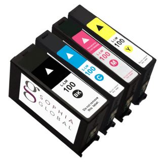 Sophia Global Remanufactured Ink Cartridge Replacement For Lexmark 100 (1 Black, 1 Cyan, 1 Magenta, 1 Yellow)