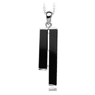 Dear Princess White Gold Plated 925 Sterling Silver Pendant with Black Artificial Agate and 45cm Necklace   40cm+5cm extension chain (7109) Glamorousky Jewelry Jewelry