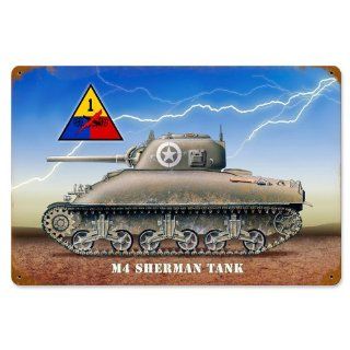 M4 Sherman Tank Allies Military Door Vintage Metal Sign 18X12 Steel Not Tin   Decorative Signs