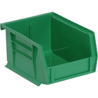 Quantum Storage Heavy Duty Stacking Bins — 5 3/8in. x 4 1/8in. x 3in. Size, Green, Carton of 24  Ultra Stack   Hang Bins
