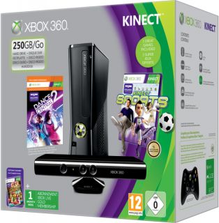 Xbox 360 250GB Kinect Holiday Bundle (Includes Kinect Adventures, Kinect Sports, Dance Central 2, 1 Month Xbox Live)      Games Consoles