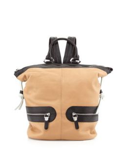 Holly Zip Leather Backpack, Sand Multi   Oryany