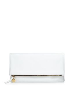 Maison Semi Perforated Fold Over Clutch Bag, White   Clare Vivier