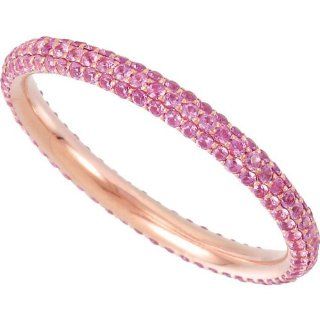Pink Sapphire Eternity Wedding Band Ring in 14k Rose Gold ( Size 6 ) Banvari Jewelry
