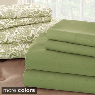 Amrapur Overseas Inc Solid And Print 8 piece Microfiber Sheet Set (more Colors Available) Brown Size Queen