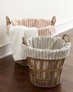 Large Laundry Basket with Ticking Stripe Liner   French Laundry Home