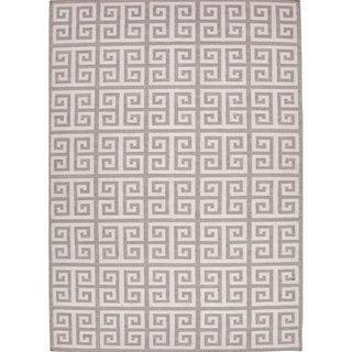 Handmade Flat Weave Geometric Pattern Grey/ White Rug (8 X 10)