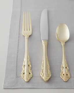80 Piece Gold Plated Antique Baroque Flatware   Wallace Silversmiths