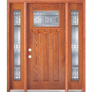 Classic Estate Doors BB74301 14SL PA MO RH 14 Inch Door with Sidelights, Right Hand Swing, Patina/Prefinished Medium Oak   Entry Doors  