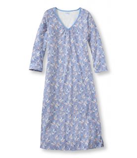 Supima Cotton Nightgown, V Neck Three Quarter Sleeve Print Womens