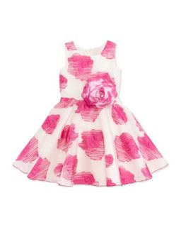 Rose Print Organza Dress, Pink, Sizes 8 10   Zoe
