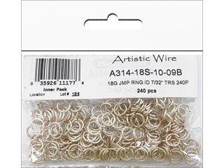 Artistic Wire 18 Gauge Jump Ring, Diameter 7/32 Inch, Tarnish Resistant Silver, 240 Piece