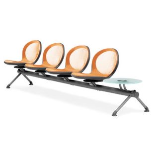 OFM Net Series Four Chair Beam Seating with Table NB 5G Color Orange
