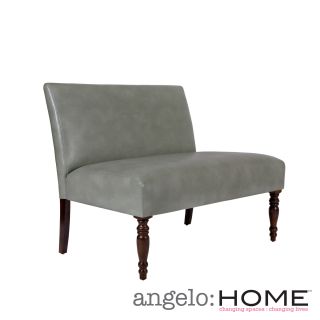 Angelohome Bradstreet Vintage Dove Gray Renu Leather Armless Settee