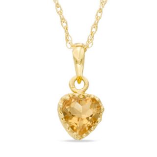 0mm Heart Shaped Citrine Crown Pendant in Sterling Silver with 14K