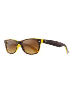 Ray Ban Two Tone Wayfarer Sunglasses, Tortoise/Yellow