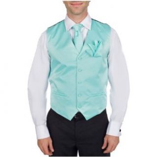VTH ADF 42   Vest, Necktie and Hanky Set   Tiffany Blue   Aqua at  Mens Clothing store Tuxedo Suits