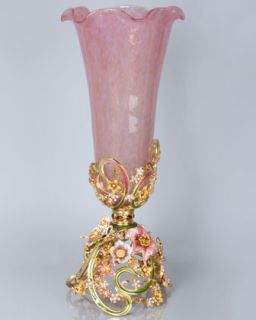 Corinne Floral & Scroll Vase   Jay Strongwater