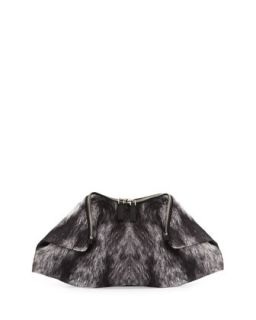 De Manta Fur Print Clutch Bag, Black/Gray   Alexander McQueen