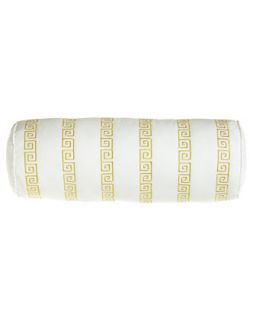 Neckroll Pillow with Yellow Embroidery, 7 x 18   Dena Home