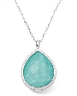 Stella Large Teardrop Pendant Necklace in Turquoise Double with Diamonds  